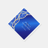 エレガント青王室のと金ゴールド結婚の スタンダードカクテルナプキン (角)