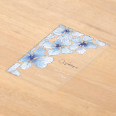 エレガント青結婚花 アクリル招待状 (レイダウン)