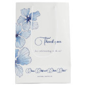 エレガント青結婚花 ミディアムペーパーバッグ (裏面)