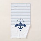 エレガント青航海のストライプ色 バスタオルセット (ハンドタオル)