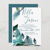 エレガント青葉結婚式招待状 インビテーションポストカード (正面/裏面)