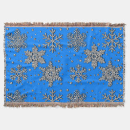 エレガント青銀の雪 スローブランケット