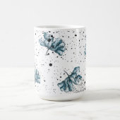 エレガント青鋼フローラデザイン コーヒーマグカップ (中央)
