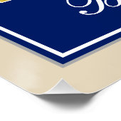 エレガント青、フェイク金ゴールド18番目の誕生日+名前 ポスター (コーナー)