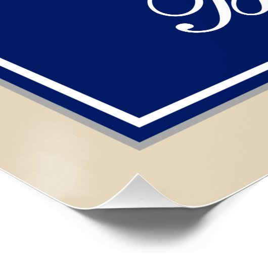 エレガント青、フェイク金ゴールド78番目の誕生日+名前 ポスター (コーナー)