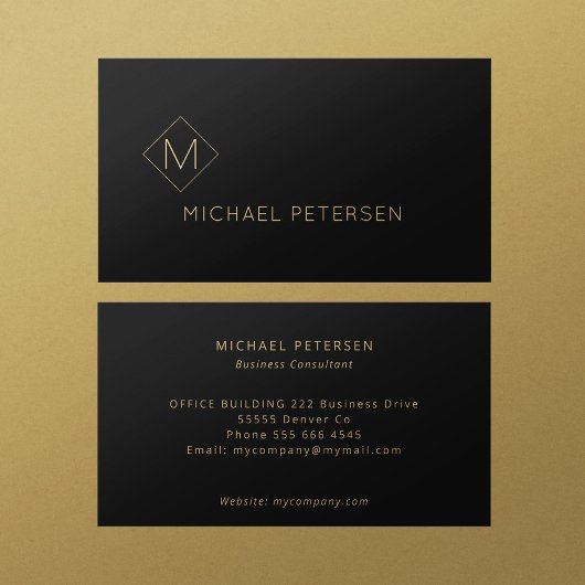 エレガント革金ゴールドモノグラムの 名刺