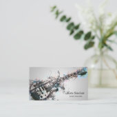 エレガント音楽教師 キーボード デザインのビジネスカード 名刺 (スタンド正面)