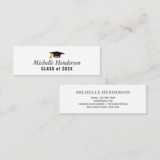 エレガント頭卒業名挿入カード コーリングカード (正面/裏面)