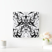 エレガント顔インファイア&フレイムス部族デザイン スクエア壁時計 (ホーム)