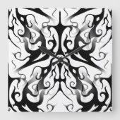 エレガント顔インファイア&フレイムス部族デザイン スクエア壁時計 (正面)