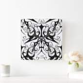 エレガント顔インファイア&フレイムス部族デザイン スクエア壁時計 (ホーム)