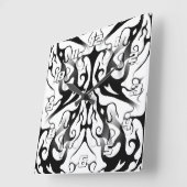 エレガント顔インファイア&フレイムス部族デザイン スクエア壁時計 (傾斜)