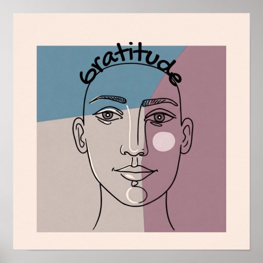 エレガント顔線スケッチ | 「コンテンポラリーGratutid ポスター (正面)