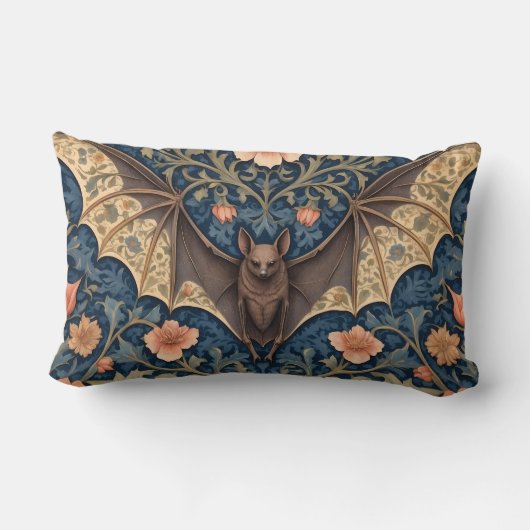 エレガント飛んでいるこうもりウィリアムインスパイアフローラ ランバークッション (裏面)