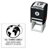 エレガント飛行機地球儀マップ名アドレス セルフインキングスタンプ (インサイチュ)