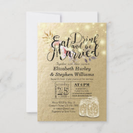 エレガント食べドリンク&ビー結婚した結婚式招待状 招待状