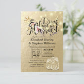 エレガント食べドリンク&ビー結婚した結婚式招待状 招待状 (スタンド正面)