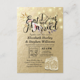 エレガント食べドリンク&ビー結婚した結婚式招待状 招待状