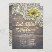 エレガント食べドリンク&ビー結婚した結婚式招待状 招待状 (正面/裏面)