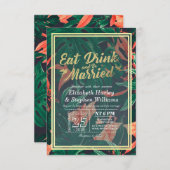 エレガント食べドリンク&ビー結婚した結婚式招待状 招待状 (正面/裏面)