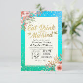 エレガント食べドリンク&ビー結婚した結婚式招待状 招待状 (スタンド正面)