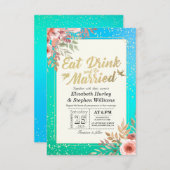 エレガント食べドリンク&ビー結婚した結婚式招待状 招待状 (正面/裏面)