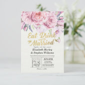 エレガント食べドリンク&ビー結婚した結婚式招待状 招待状 (スタンド正面)