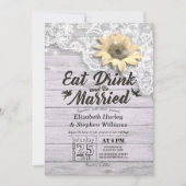 エレガント食べドリンク&ビー結婚した結婚式招待状 招待状 (正面)