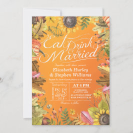 エレガント食べドリンク&ビー結婚した結婚式招待状 招待状