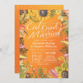 エレガント食べドリンク&ビー結婚した結婚式招待状 招待状 (正面/裏面)