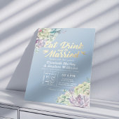 エレガント食べドリンク&ビー結婚した結婚式招待状 招待状