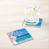 エレガント食べフローラ結婚したビーチ結婚式 スクエアペーパーコースター (インサイチュ)
