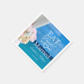 エレガント食べフローラ結婚したビーチ結婚式 スタンダードカクテルナプキン (角)