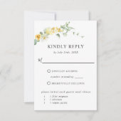 エレガント食事の有無に関わらず黄色のフローラ 出欠カード (正面)