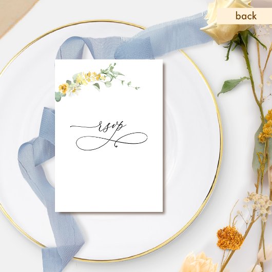 エレガント食事の有無に関わらず黄色のフローラ 出欠カード