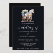 エレガント馬描馬車結婚式招待状 招待状 (正面/裏面)