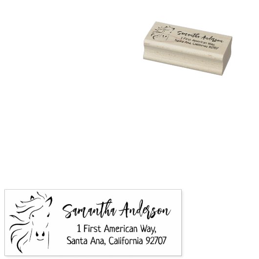 エレガント馬、カスタム差出人住所 ラバースタンプ (押印)