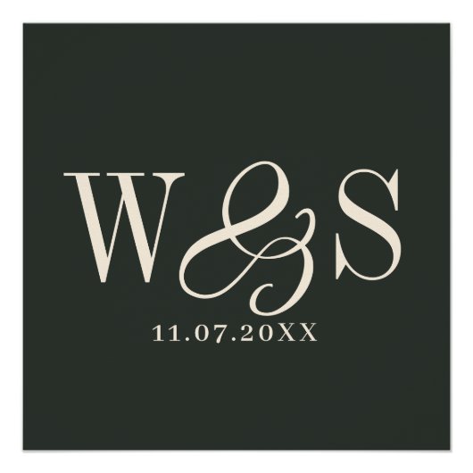 エレガント骨対イニシャル結婚ズ ポスター (正面)