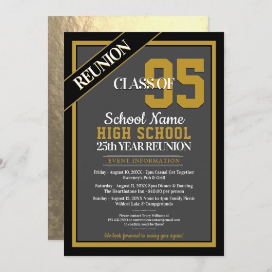 エレガント高フォーマル校懇親会招待状 招待状 (正面/裏面)