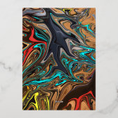 エレガント高級カラフル抽象芸術ア結婚ート金ゴールド 箔招待状 (裏面)