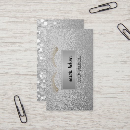 エレガント高級シルバフェイクーのラッシュ名刺 名刺 (正面/裏面インサイチュ)