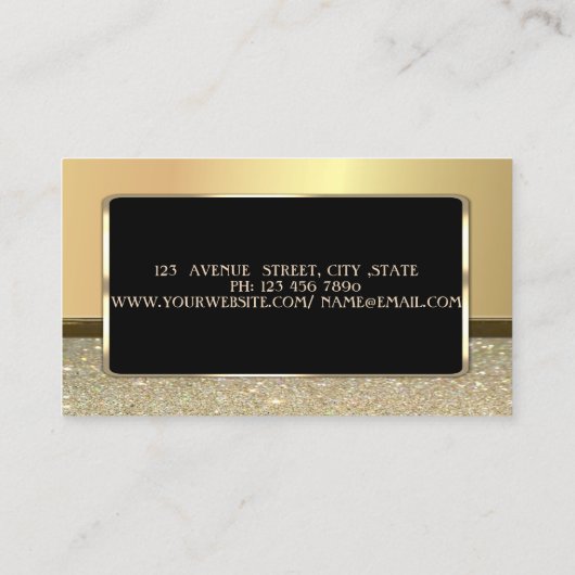 エレガント高級スタイリッシュフェイク金ゴールドグリッター 名刺 (裏面)