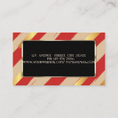 エレガント高級スタイリッシュ品，ストライプの，赤，黒フレーム 名刺 (裏面)