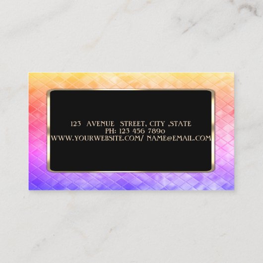 エレガント高級スタイリッシュ、セクグラデーションシン、黒フレーム 名刺 (裏面)