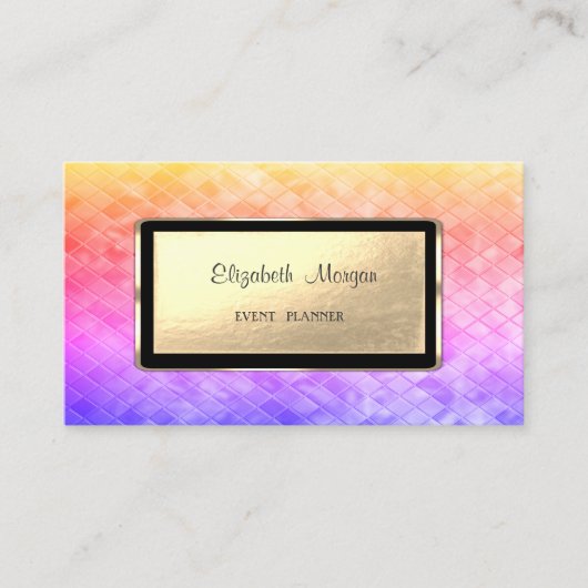 エレガント高級スタイリッシュ、セクグラデーションシン、黒フレーム 名刺 (正面)