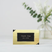 エレガント高級スタイリッシュ、フェイク金ゴールド、黒フレーム 名刺 (スタンド正面)