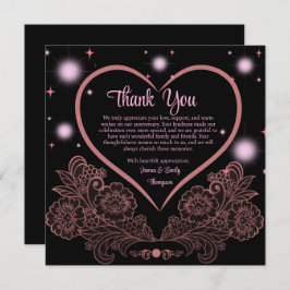 エレガント高級ピンクとブラック結婚の記念日 サンキューカード