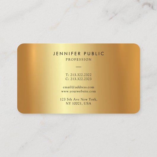 エレガント高級モダン金ゴールドフェイクラウンドコーナー 名刺 (裏面)