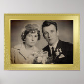 エレガント高級金ゴールド縁どフレカスタムーム写真 ポスター (正面)