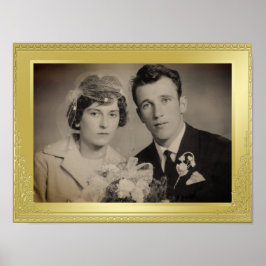 エレガント高級金ゴールド縁どフレカスタムーム写真 ポスター